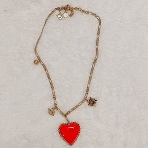 Betsey Johnson RED LUCITE PUFFY HEART Necklace